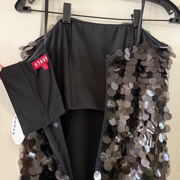 STAUD Casey Paillette Strapless Dress in Black 0 2 - Picture 10 of 10